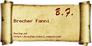 Brecher Fanni névjegykártya